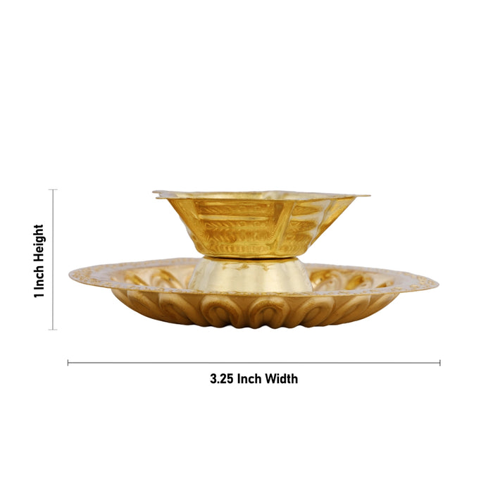 Five Star Plate Deepam - 1 x 3.25 Inches | Brass Deepam / Agal Vilakku / Deepam / Vilakku for Pooja