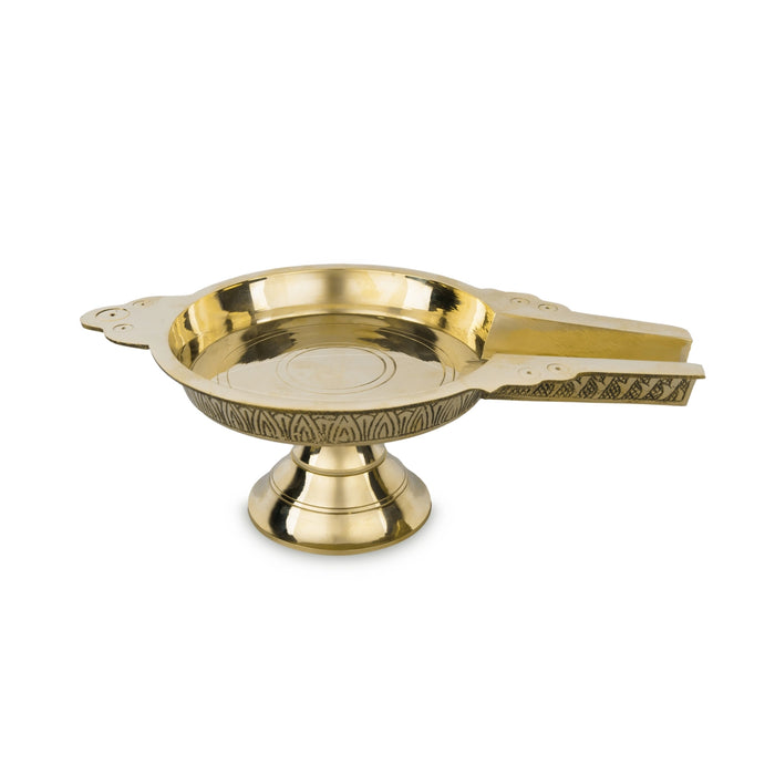 Abhisheka Patra With Base - 4 x 12 x 7 Inches | Bronze Abhisheka Plate/ Abhishek Patra for Pooja - Abhishek Plate