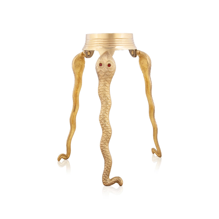 Jaladhari Stand - 6 x 5.5 Inches | Nag Shape Shivling Jaladhari Stand/ Brass Jaladhari/ Tripai Stand for Pooja - Abhishek Plate