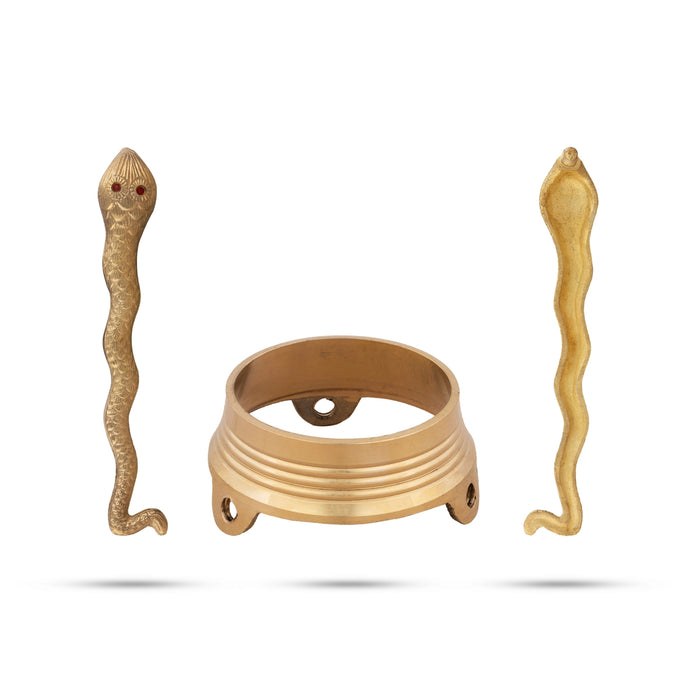 Jaladhari Stand - 6 x 5.5 Inches | Nag Shape Shivling Jaladhari Stand/ Brass Jaladhari/ Tripai Stand for Pooja - Abhishek Plate
