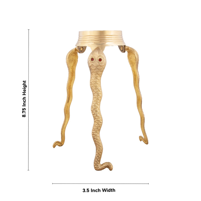 Jaladhari Stand - 6 x 5.5 Inches | Nag Shape Shivling Jaladhari Stand/ Brass Jaladhari/ Tripai Stand for Pooja - Abhishek Plate