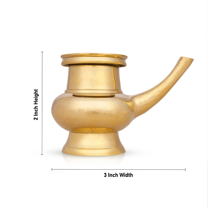 Brass Kindi - 2 x 3 Inches | Brass Kamandalam/ Brass Kalash For Pooja Rituals And Holy Water Offering - Kalash & Pooja Lota