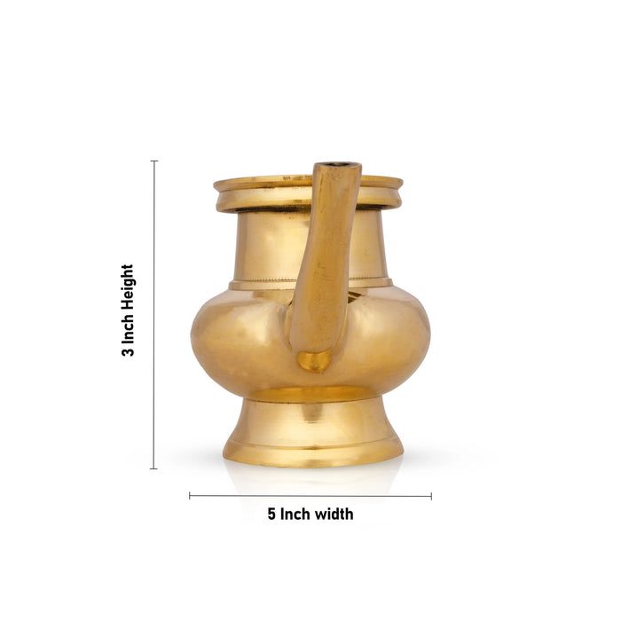 Kamandalam - 3 X 5 Inches | Brass Kalash/ Brass Kindi For Pooja Rituals And Holy Water Offering - Kalash & Pooja Lota