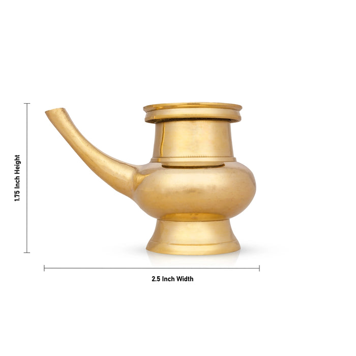 Brass Kindi - 1.75 X 2.5 Inches | Brass Kamandalam/ Brass Kalash For Pooja Rituals - Kalash & Pooja Lota