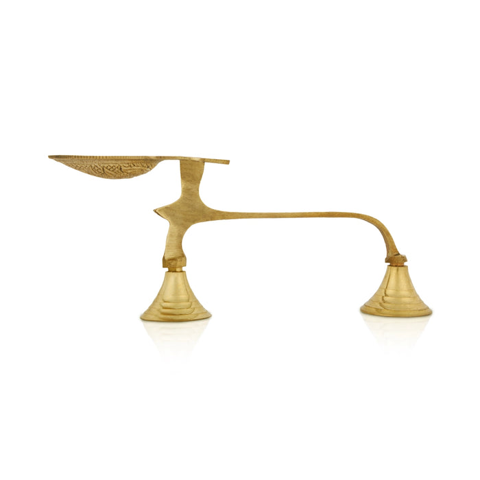 One Mukh Aarti - 3 X 6.5 Inches | Brass Aarti/ Kapoor Dhani/ Camphor Burner With Handle For Daily Pooja Use - Kapur Aarti