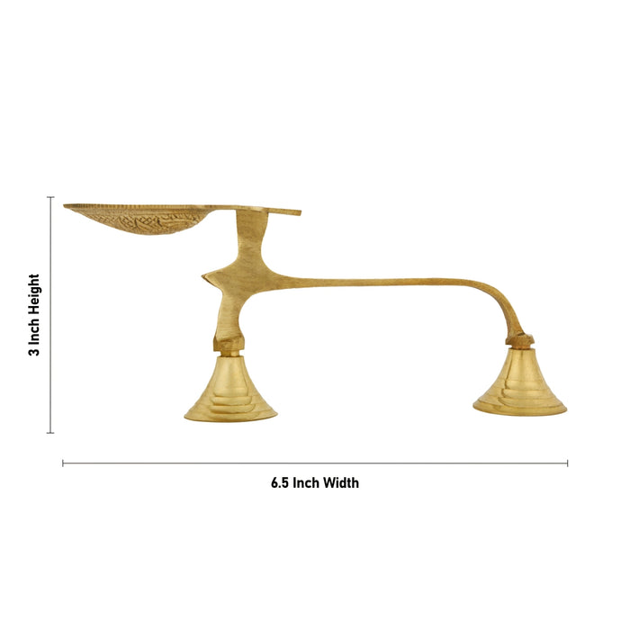 One Mukh Aarti - 3 X 6.5 Inches | Brass Aarti/ Kapoor Dhani/ Camphor Burner With Handle For Daily Pooja Use - Kapur Aarti