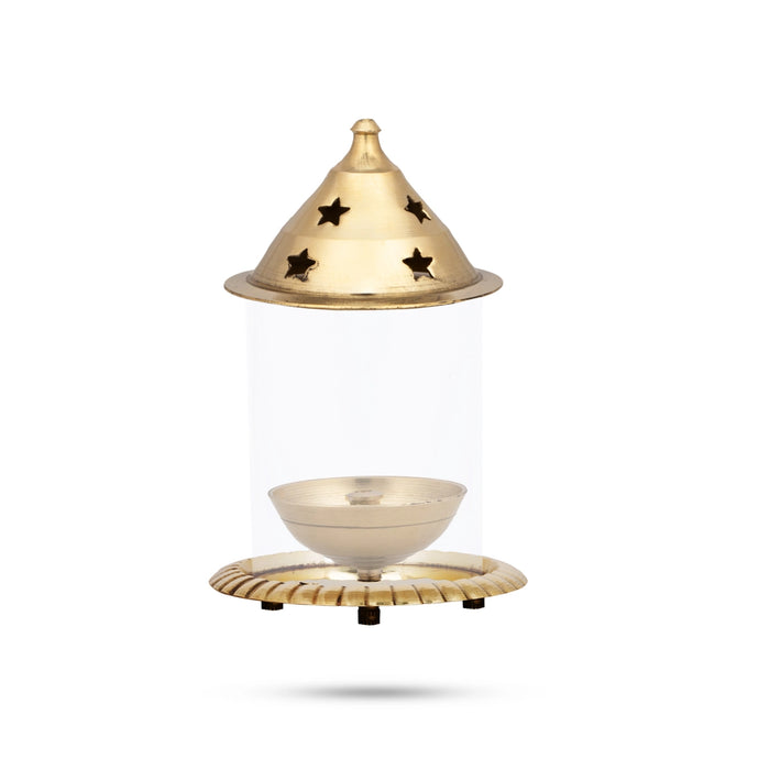 Udupi Lamp - 4.5 x 3 Inches | Nanda Deep/ Brass Diya/ Brass Vilakku for Pooja/ 85 Gms Approx - Nanda Deep & Pyali Deep