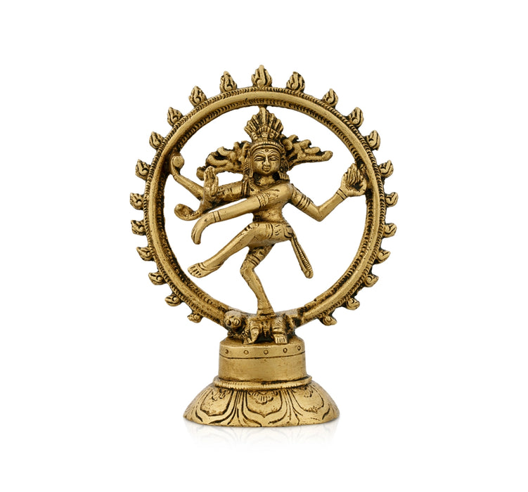 Natraj Murti - 5.5 x 4 Inches | Antique Brass Idol/ Nataraja Vigraham for Pooja/ 300 Gms Approx - Brass Murties