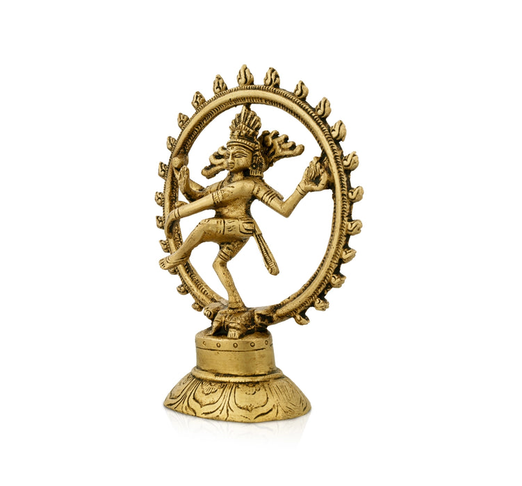Natraj Murti - 5.5 x 4 Inches | Antique Brass Idol/ Nataraja Vigraham for Pooja/ 300 Gms Approx - Brass Murties