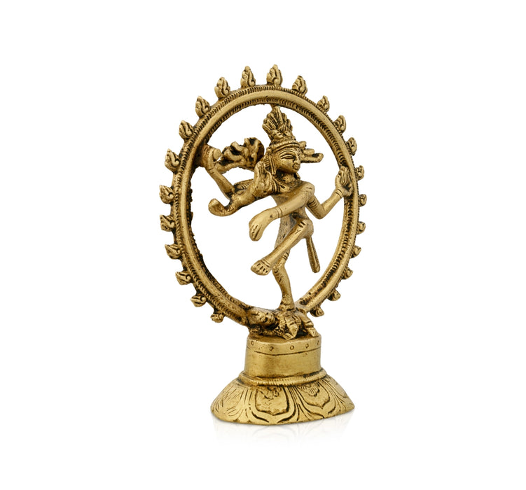 Natraj Murti - 5.5 x 4 Inches | Antique Brass Idol/ Nataraja Vigraham for Pooja/ 300 Gms Approx - Brass Murties