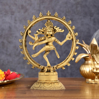 Natraj Murti - 5.5 x 4 Inches | Antique Brass Idol/ Nataraja Vigraham for Pooja/ 300 Gms Approx