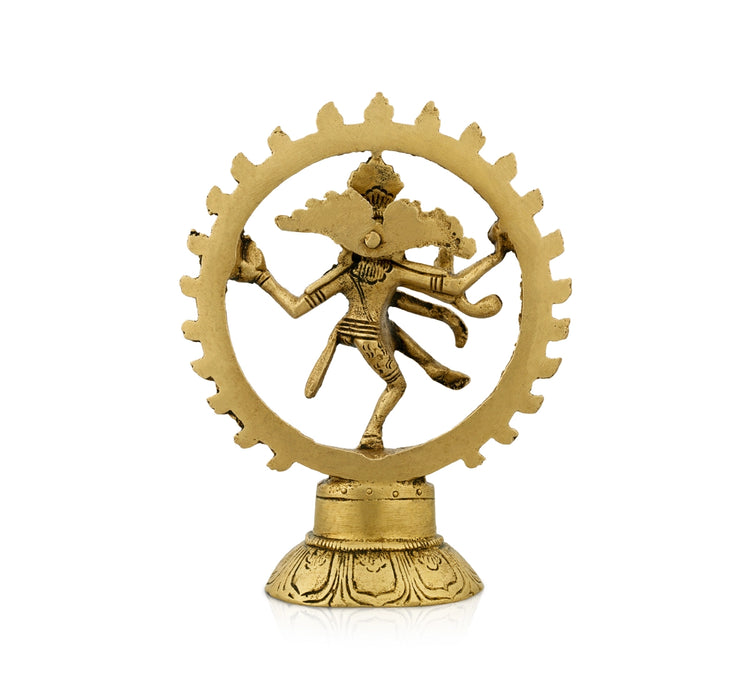 Natraj Murti - 5.5 x 4 Inches | Antique Brass Idol/ Nataraja Vigraham for Pooja/ 300 Gms Approx - Brass Murties
