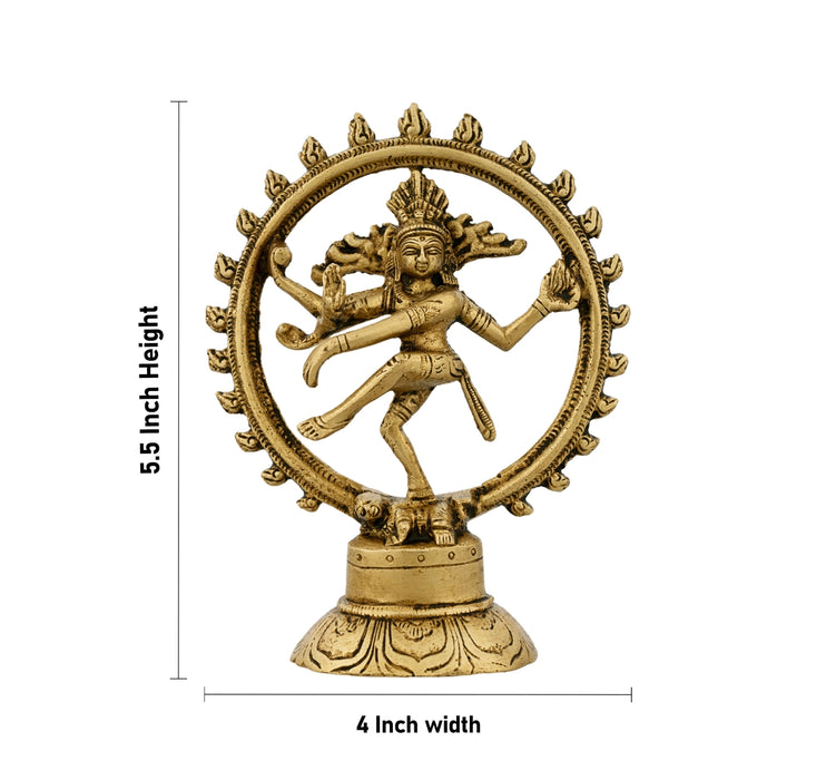 Natraj Murti - 5.5 x 4 Inches | Antique Brass Idol/ Nataraja Vigraham for Pooja/ 300 Gms Approx - Brass Murties