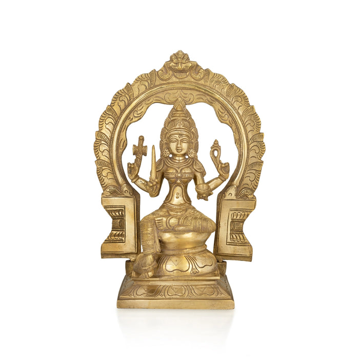 Mariamman Statue with Arch - 10 x 9 Inches | Antique Brass Idol / Mariamman Idol for Pooja - Brass Murties