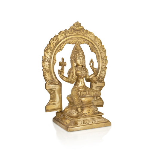 Mariamman Statue with Arch - 10 x 9 Inches | Antique Brass Idol / Mariamman Idol for Pooja - Brass Murties