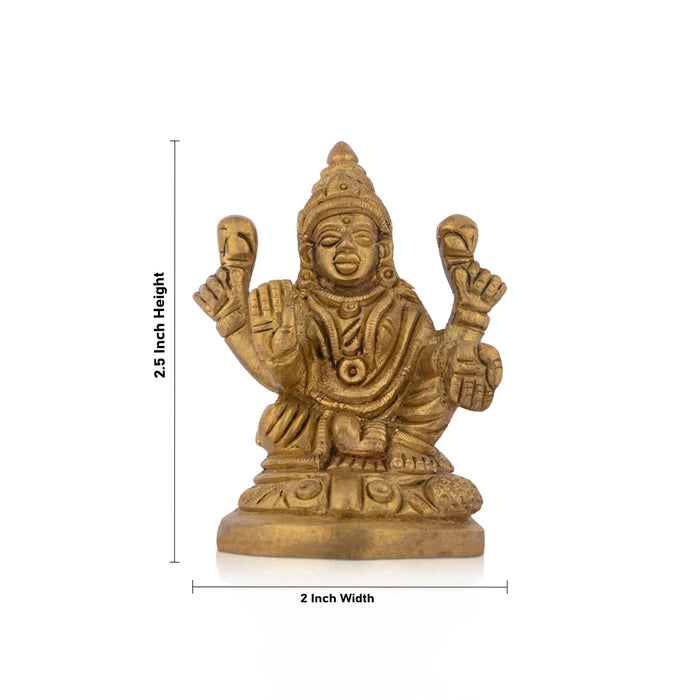 Laxmi Murti - 2.5 x 2 Inches | Antique Brass Statue/ Laxmi Idol for Pooja/ 250 Gms Approx