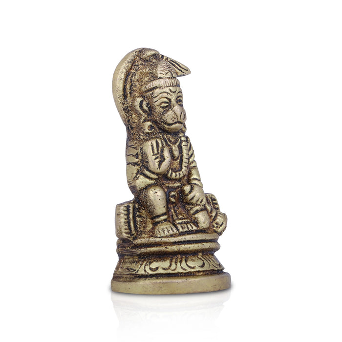 Anjaneya Statue - 2 x 1.5 Inches | Antique Brass Idol/ Hanuman Statue for Pooja/ 80 Gms Approx