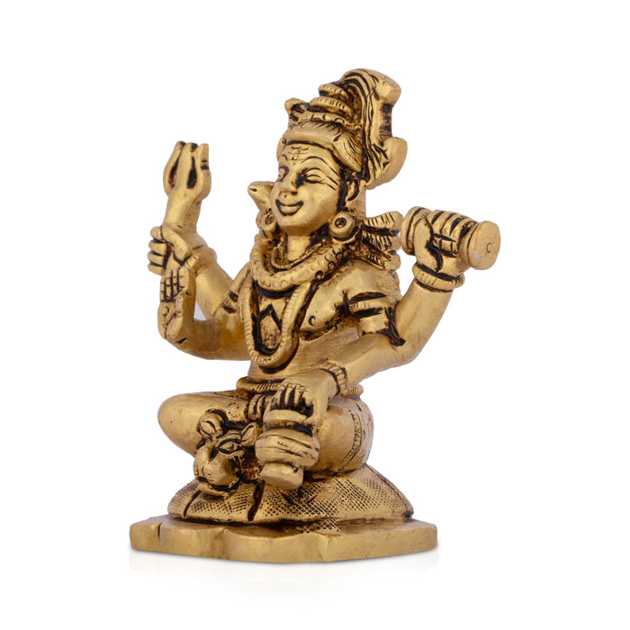 Shivan Idol - 4 x 3 Inches | Antique Brass Statue/ Siva Statue for Home/ 520 Gms Approx
