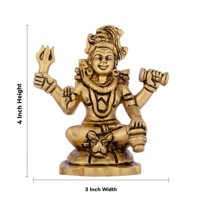 Shivan Idol - 4 x 3 Inches | Antique Brass Statue/ Siva Statue for Home/ 520 Gms Approx