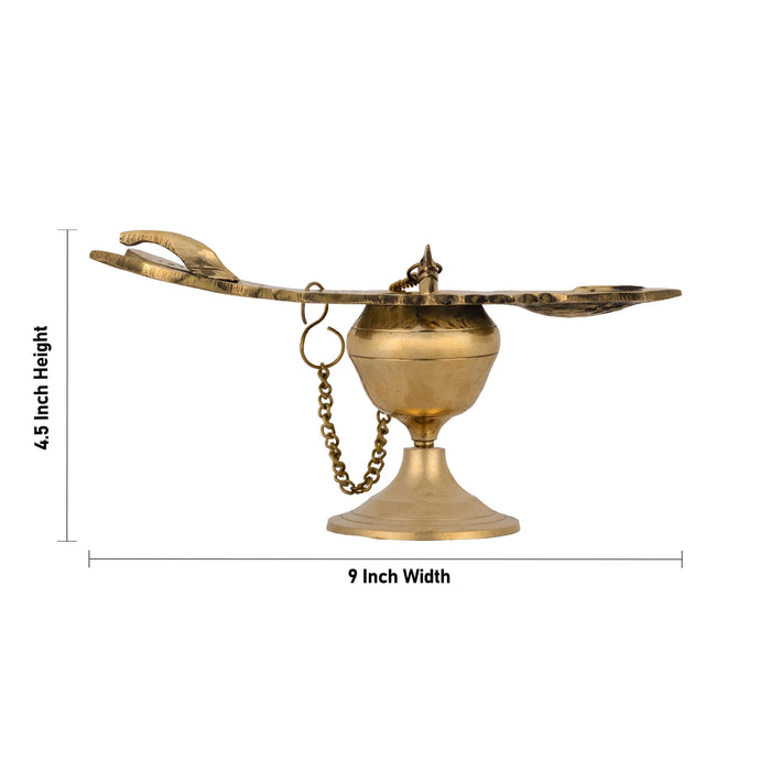 Changal Vata Deepam - 4.5 x 9 Inches | Brass Lamp / Decorative Deep/ Hanging Diya for Temple & Daily Worship
