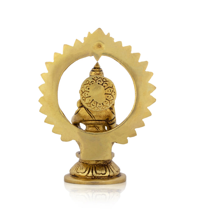 Ayyappan Statue With Arch - 5.5 x 4 Inches | Antique Brass Idol/ Ayyappa Idol for Pooja/ 695 Gms Approx - Brass Murties