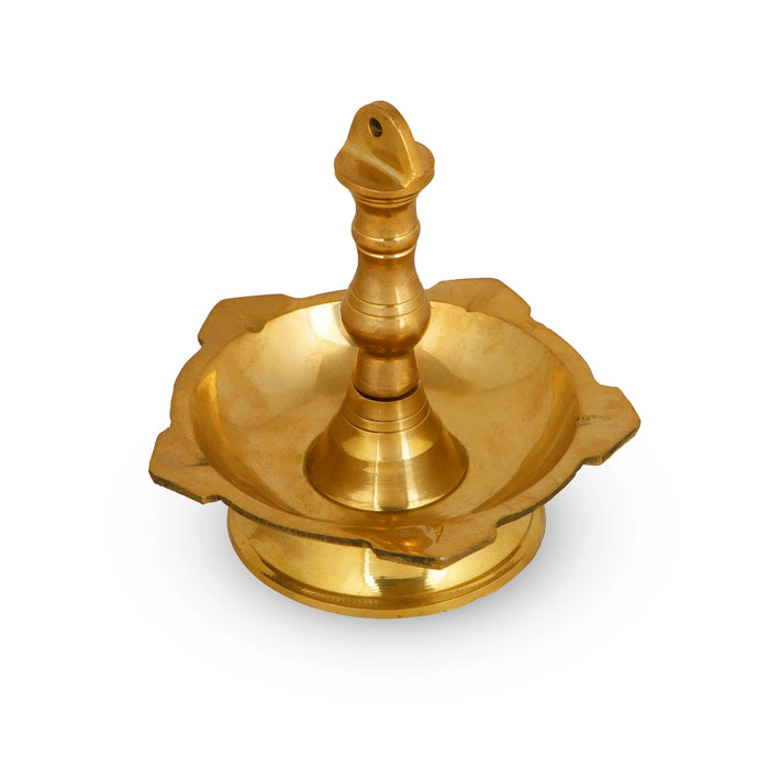 Brass Lamp  - 7 x 6 Inches |  Hanging Diya/ Thooku Vilakku/ Latkan Hanging 5 Face Deep for Home - Hanging Lamp