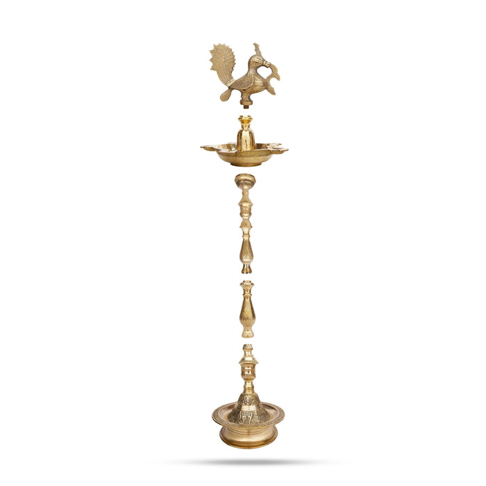 Mahabharat Lamp - 50.5 x 11 Inches | Brass Vilakku / Kuthu Vilakku / Deepam for Pooja - Kuthuvilakku