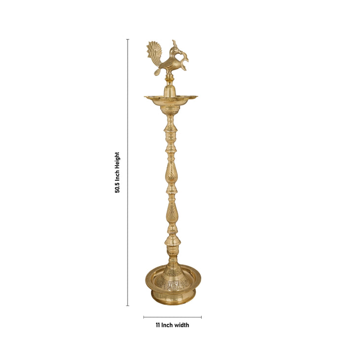 Mahabharat Lamp - 50.5 x 11 Inches | Brass Vilakku / Kuthu Vilakku / Deepam for Pooja - Kuthuvilakku