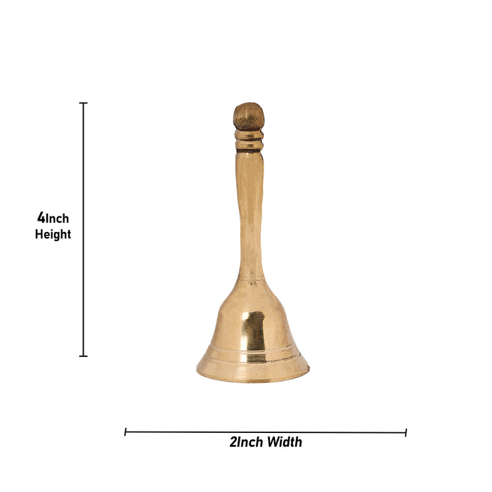 Hand Bell - 4 Inches | Brass Ghanti/ Pooja Ghanti/ Pooja Bell for Home/ 100 Gms Approx - Pooja Bells