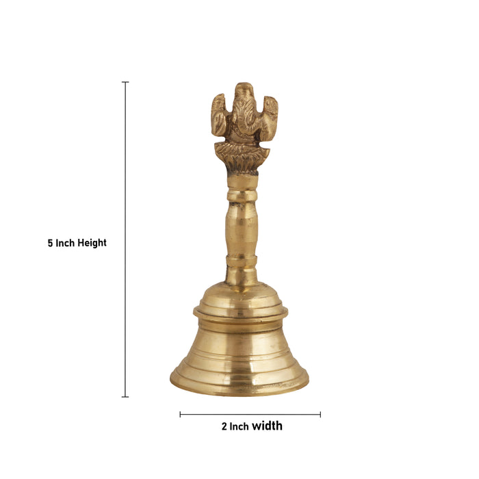 Hand Bell - 5 Inches | Puja Bell/ Brass Bell/ Ganesh Handle Ghanti for Home - Pooja Bells