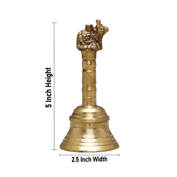 Hand Bell  - 5 Inches | Puja Bell/ Brass Bell/ Nandi Handle Ghanti for Home - Pooja Bells