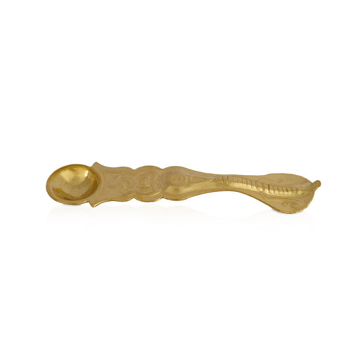 Achmani Spoon - 5 x 1.25 Inches | Nagam Handle Uddharani / Brass Pooja Spoon for Home - Panchapatra & Uddarani