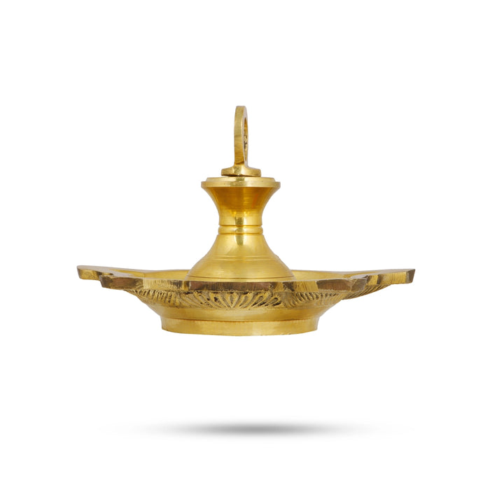 Brass Lamp  - 4  Inches |  Hanging Diya/ Thooku Vilakku/ Latkan Hanging 5 Face Deep for Home - Hanging Lamp
