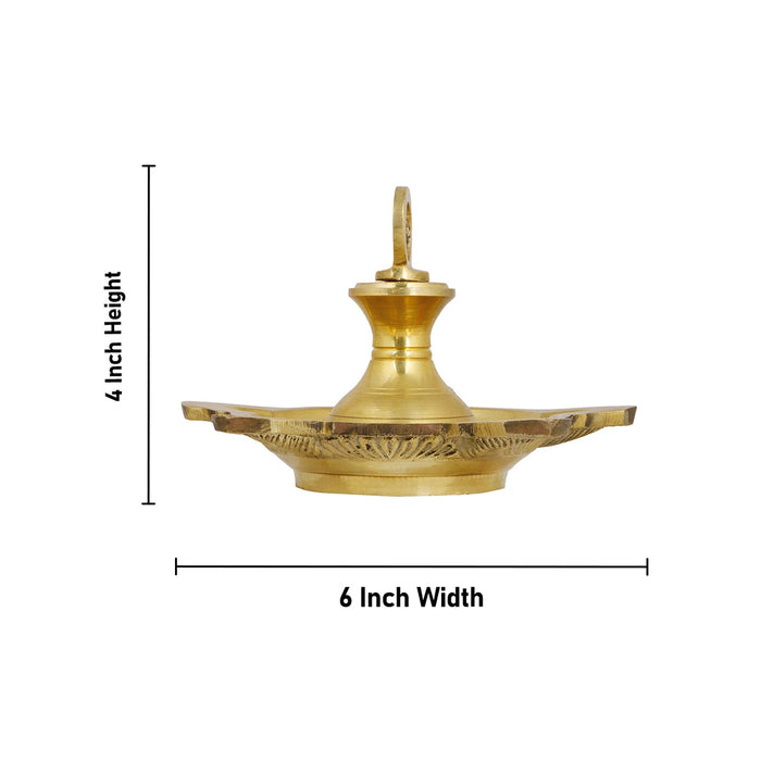Brass Lamp  - 4  Inches |  Hanging Diya/ Thooku Vilakku/ Latkan Hanging 5 Face Deep for Home - Hanging Lamp