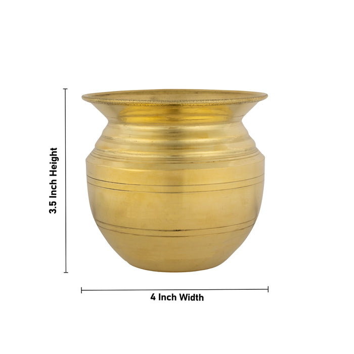 Brass Lota - 3.5 x 4 Inches | Brass Kalash Pot/ Brass Chombu for Pooja/ 150 Gms Approx