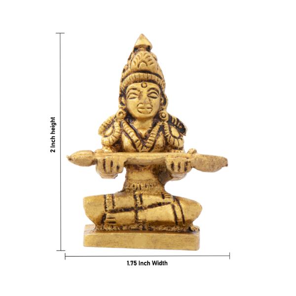 Annapuran Devi Murti - 2 x 1.75 Inches | Brass Idol/ Annapoorani Statue/ Annapurna Idol for Pooja