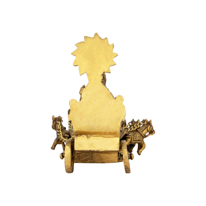 Surya Murti With Radham - 6 x 7 Inches | Antique Brass Idol/ Sun God for Pooja - Brass Murties