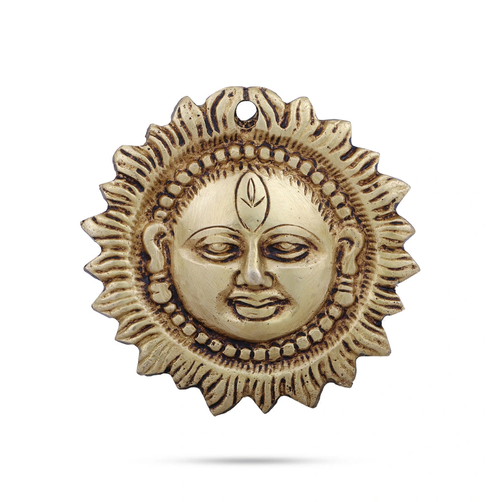 Sun Face Wall Hanging - 3.5 x 3.5 Inches | Antique Brass Wall Hanger/ Sun Wall Hanging for Home/ 190 Gms Approx