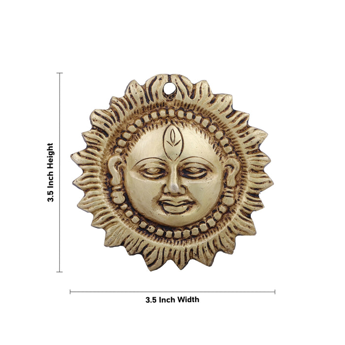 Sun Face Wall Hanging - 3.5 x 3.5 Inches | Antique Brass Wall Hanger/ Sun Wall Hanging for Home/ 190 Gms Approx