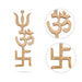 Om Swastik Trishul - 4 x 1.5 Inches | Gold Polish Wall Hanger/ Wall Decoration for Home & Office - Deity Accessories