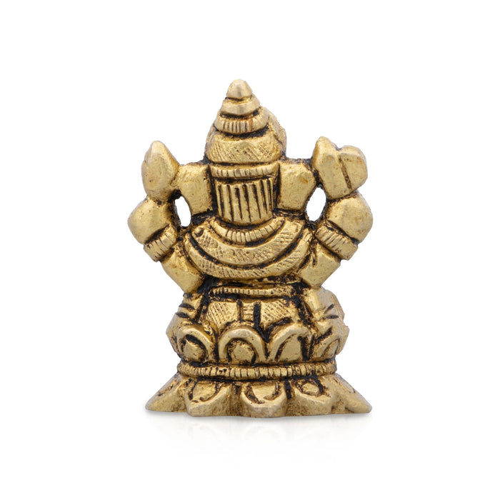 Ganesha Statue - 2 x 1.5 Inches | Vinayagar Statue/ Antique Brass Idol for Pooja/ 150 Gms Approx