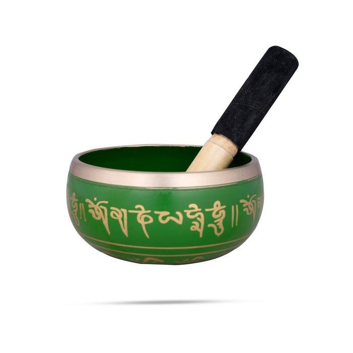 Kasa Om Bowl Enamel with Stick - 3 x 5.5 Inches | Singing Bowl / Bronze Bowl
