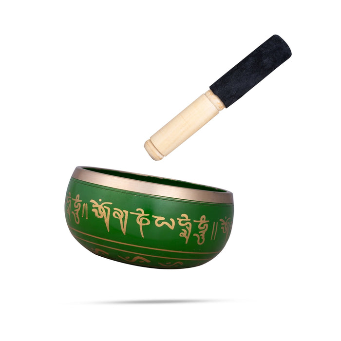 Kasa Om Bowl Enamel with Stick - 3 x 5.5 Inches | Singing Bowl / Bronze Bowl