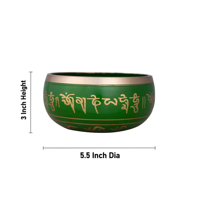 Kasa Om Bowl Enamel with Stick - 3 x 5.5 Inches | Singing Bowl / Bronze Bowl