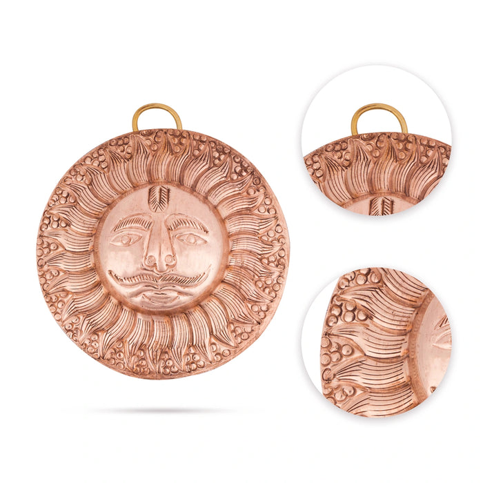 Sun Wall Hanging - 4 Inches | Copper Sun Wall Decor/ Sun Face Wall Hanging/ Surya Wall Hanging for Home - Wall Hanging