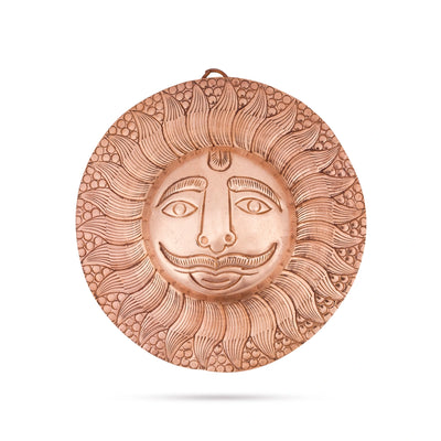 Sun Wall Hanging - 6 Inches | Copper Sun Wall Decor/ Sun Face Wall Hanging/ Surya Wall Hanging for Home