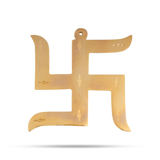 Swastik Design Wall Hanging - 5 x 4 Inches | Gold Polish Wall Hanger/ Wall Decoration for Home & Office - Wall Hanging