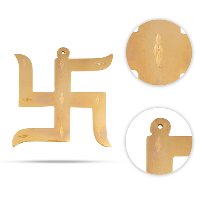 Swastik Design Wall Hanging - 5 x 4 Inches | Gold Polish Wall Hanger/ Wall Decoration for Home & Office - Wall Hanging