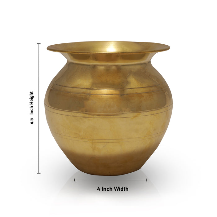 Brass Lota  - 4.25 x 4  Inches |  Chombu/ Kalash Pot/ Kalasam for Pooja