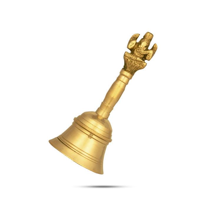 Hand Bell - 5.75 x 2.5 Inches | Ganesh Design Handle Ghanti/ Brass Bell for Pooja - Pooja Bells